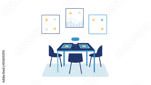 A modern minimalist dining room setting the stage for collaborative meetings and shared success with