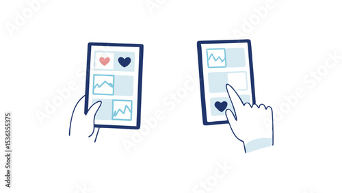 Engaging with online content a hand scrolling through a visually appealing app exploring photos and