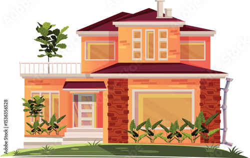 Dream House Illustration: A vibrant illustration of a modern house, showcasing architectural elements with a colorful aesthetic and inviting facade.