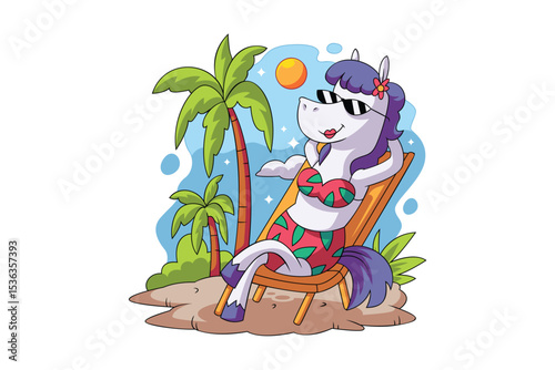 Cute Horse Enjoying Summer Vacations
