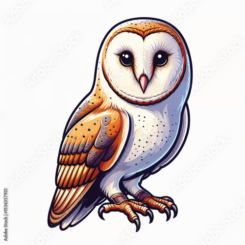 Barn Owl cartoon vector illustration isolated