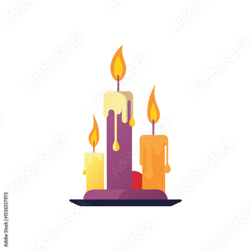 Flat and Minimal Melting wax candles icon vector illustration on white background