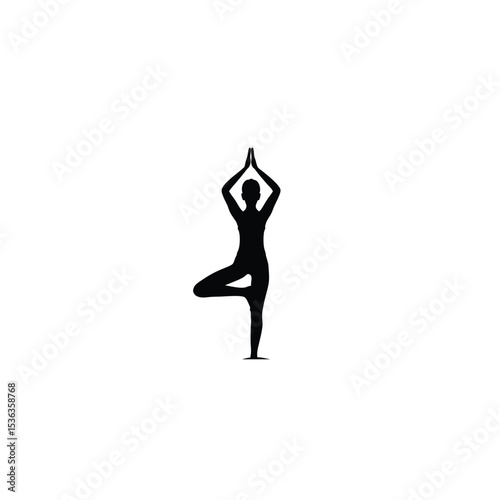 yoga pose silhouette black, tree position