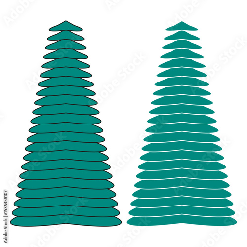Triangular tree shapes. Abstract nature forms. Geometric forest elements. Stylized green Vector.