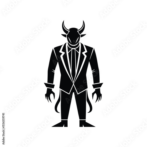 Flat and Minimal devil suit icon vector illustration on white background