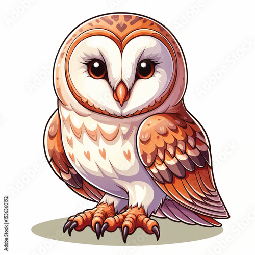 Barn Owl cartoon vector illustration isolated