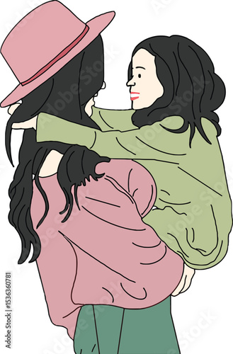 Mother's Embrace: A tender moment captured as a mother lovingly cradles her child, a symbol of familial love and nurturing, visualized through an artistic illustration.