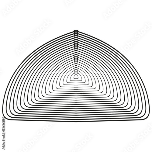 Semi circle illustration. Concentric arc symbol. Minimal curve Vector. Abstract geometry sign.