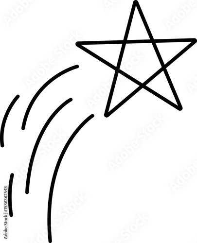 별똥별 라인드로잉 색칠 아이콘(shooting star line drawing coloring icon)