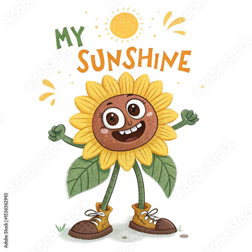 A charecture sun flower t-shirt design