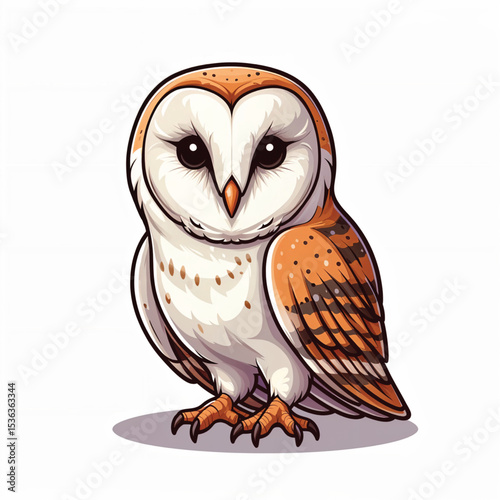 Barn Owl cartoon vector illustration isolated