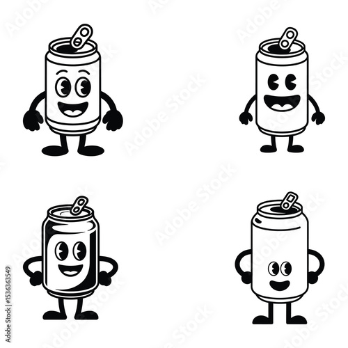 Retro Soda Can Characters Fun Illustrations