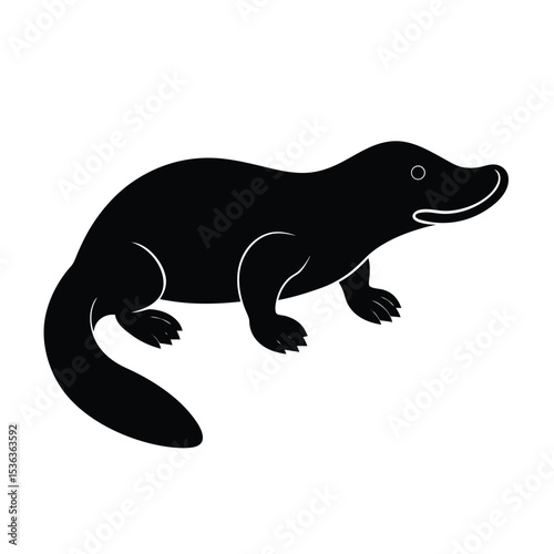 Flat and Minimal a platypus icon vector illustration on white background 