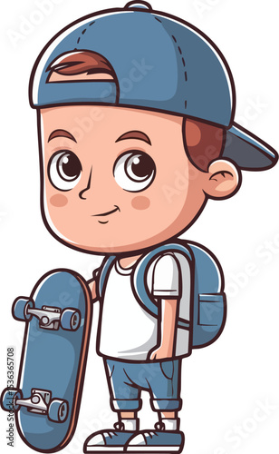 Skater Boy Vector Cartoon Illustration.