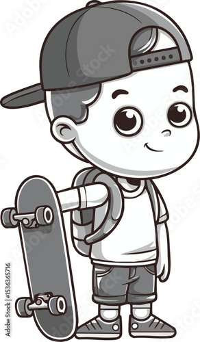Skater Boy Vector Cartoon Illustration.