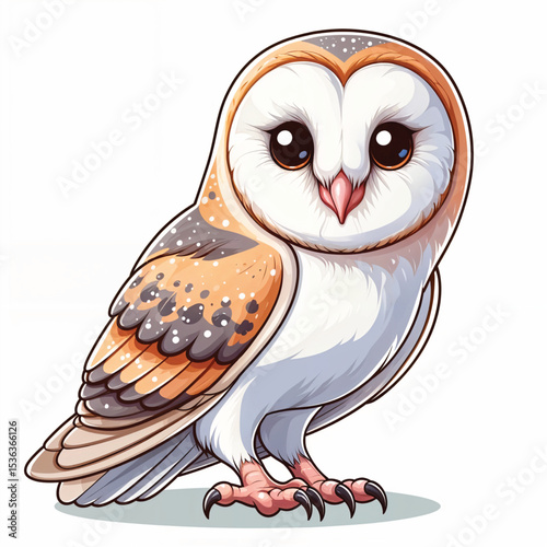 Barn Owl cartoon vector illustration isolated