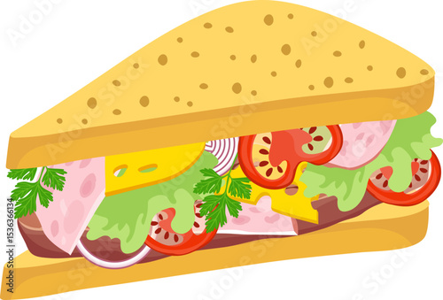 Sandwich fast food icon design isolated
