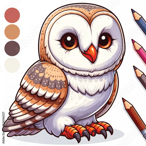Barn Owl cartoon vector illustration isolated