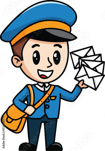 Happy Cartoon Mailman Vector Graphic