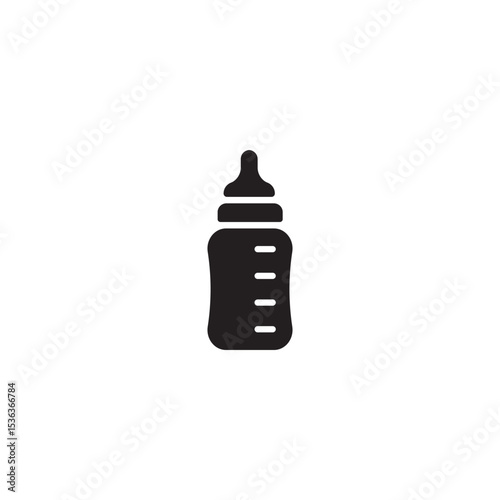 Simple black silhouette of baby bottle isolated on white background icon