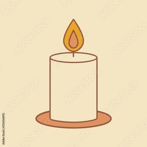 Minimal Candle Vector Illustration with Soft Glow – Relaxing and Cozy Design