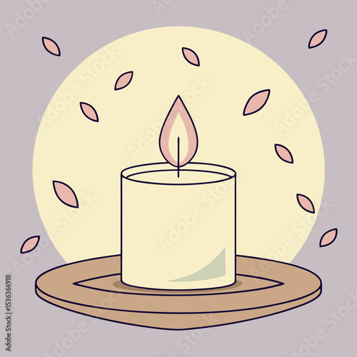 Minimal Candle Vector Illustration with Soft Glow – Relaxing and Cozy Design
