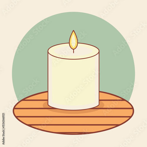 Minimal Candle Vector Illustration with Soft Glow – Relaxing and Cozy Design
