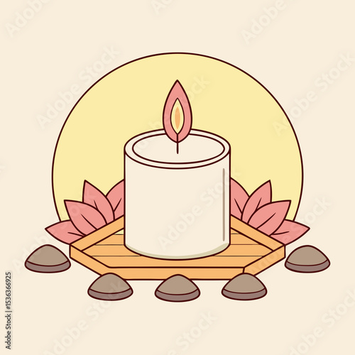 Minimal Candle Vector Illustration with Soft Glow – Relaxing and Cozy Design