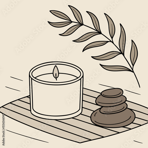 Minimal Candle Vector Illustration with Soft Glow – Relaxing and Cozy Design