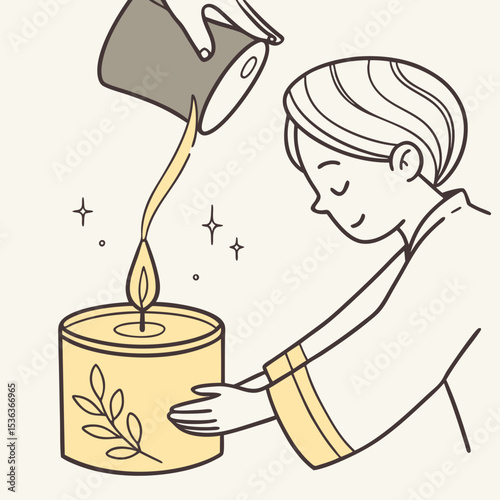 Minimal Candle Vector Illustration with Soft Glow – Relaxing and Cozy Design