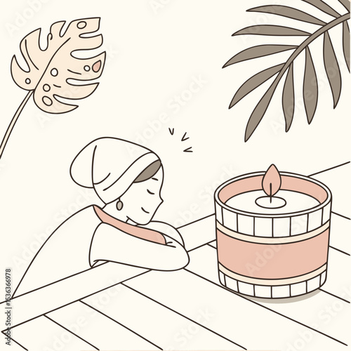 Minimal Candle Vector Illustration with Soft Glow – Relaxing and Cozy Design