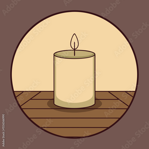 Minimal Candle Vector Illustration with Soft Glow – Relaxing and Cozy Design