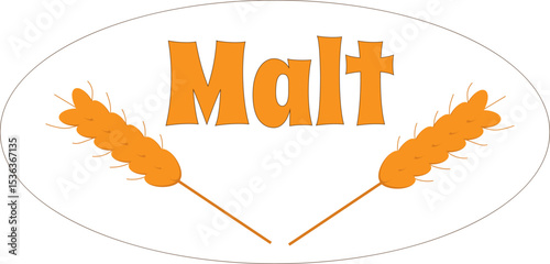 malt sign text two cereals on white