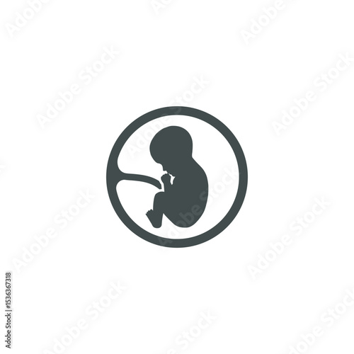 Silhouette of fetus in uterus minimalist symbol of pregnancy motherhood and new life