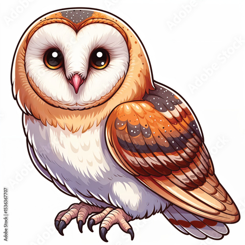 Barn Owl cartoon vector illustration isolated