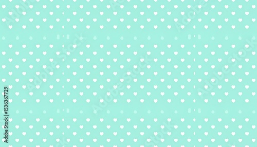 Delicate pattern featuring soft pastel diamonds, circles, and hearts on a light mint background creates a rhythmic visual appeal.