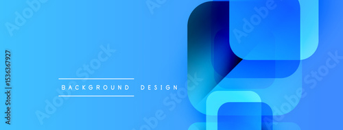 Abstract blue gradient background. Overlapping rounded squares create modern design. Text reads background design. Simple, clean aesthetic.