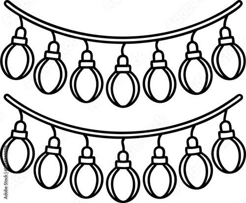 String lights outline decorative hanging bulbs for festive celebrations, party, holiday illumination, cheerful atmosphere