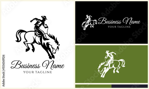 Cowboy Horseback Riding Logo.