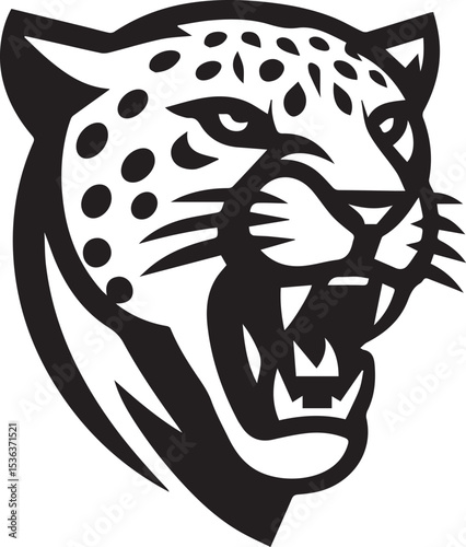 Black and White Jaguar Vector Illustration – Minimalist Wild Cat Silhouette Art	