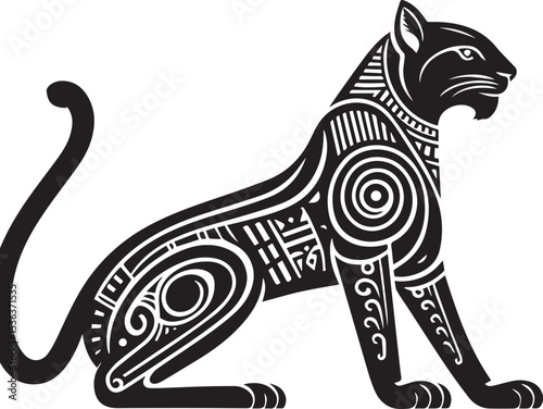 Black and White Jaguar Vector Illustration – Minimalist Wild Cat Silhouette Art	