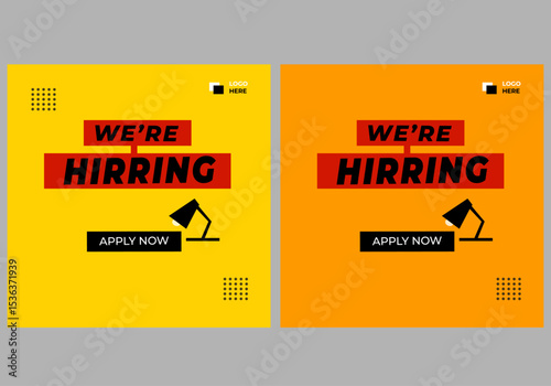 We are hiring recruitment open job vacancy design vector social media post banner template or web banner layout.