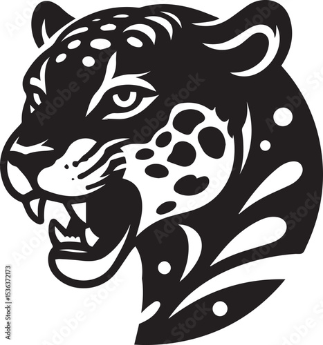 Black and White Jaguar Vector Illustration – Minimalist Wild Cat Silhouette Art	