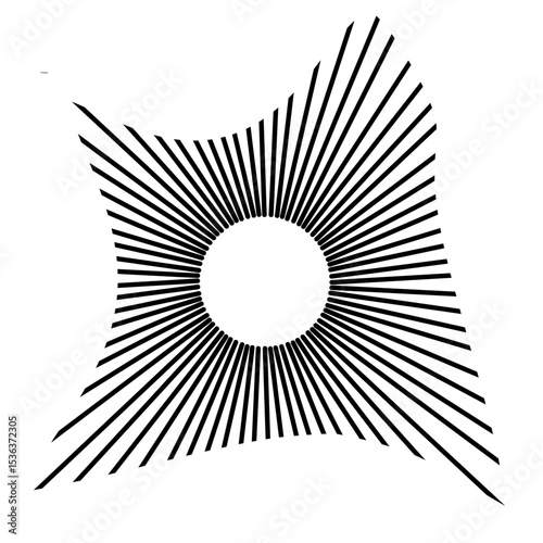 Circles of sound waves, audio music symbols, round voice icons, logos associated with equalizer, radial patterns in spectrum, rings. Flat vector illustrations isolated on white background.