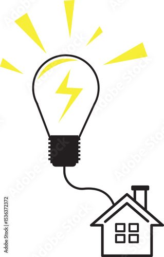 Light Bulb and Home in line art style design