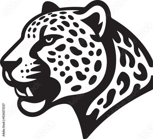 Black and White Jaguar Vector Illustration – Minimalist Wild Cat Silhouette Art	