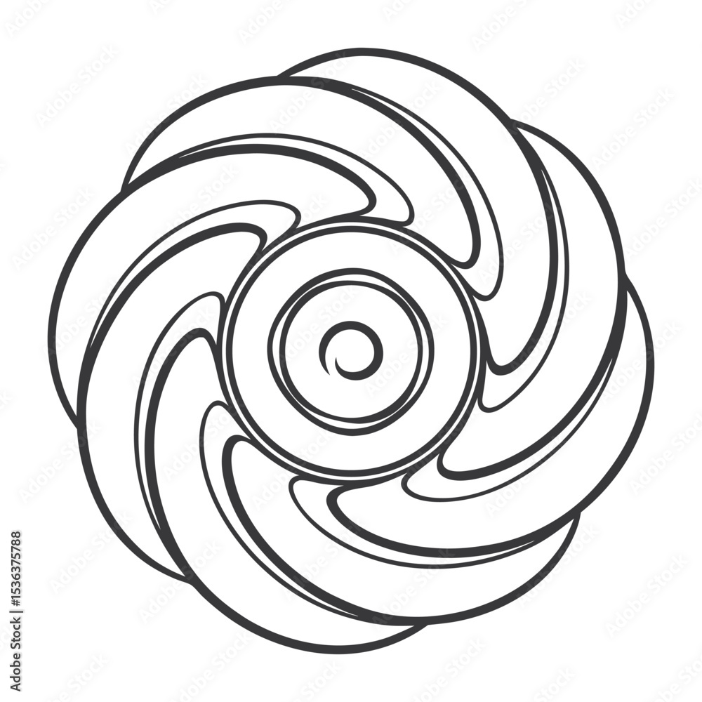 Minimal Swirl Vector Doodle in Black and White Style