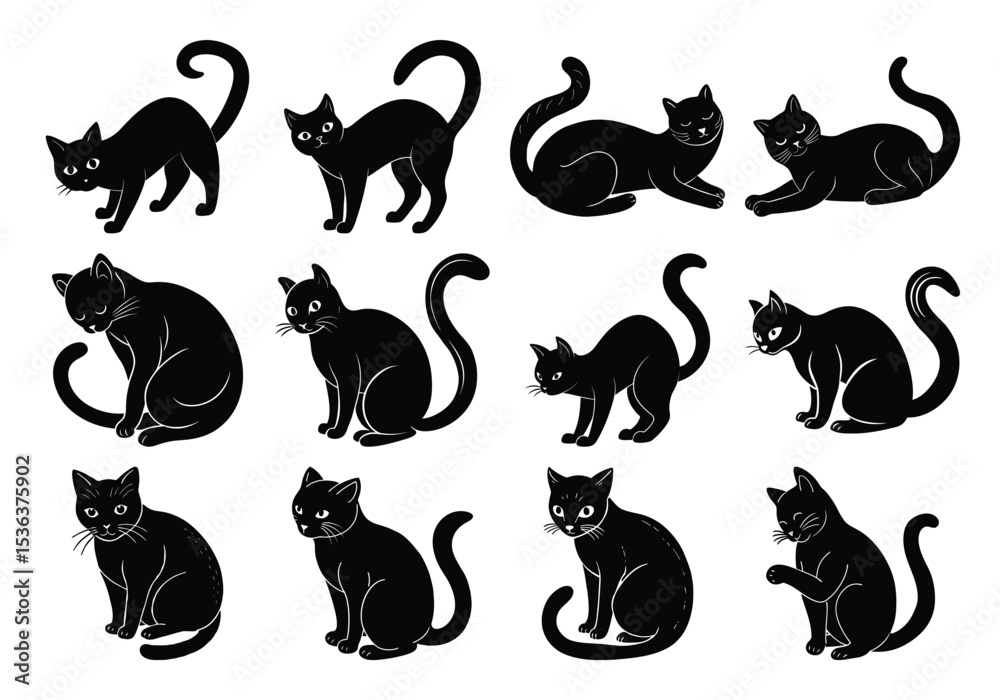 Obraz premium Cat silhouette collection in vector format