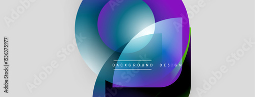 Abstract colorful shapes overlap. Gradient hues create modern design element. Text reads background design. Minimalist aesthetic.
