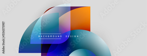 Abstract fluid shapes overlap, creating vibrant color gradients. Modern design elements suggest dynamic movement, smooth transitions.
